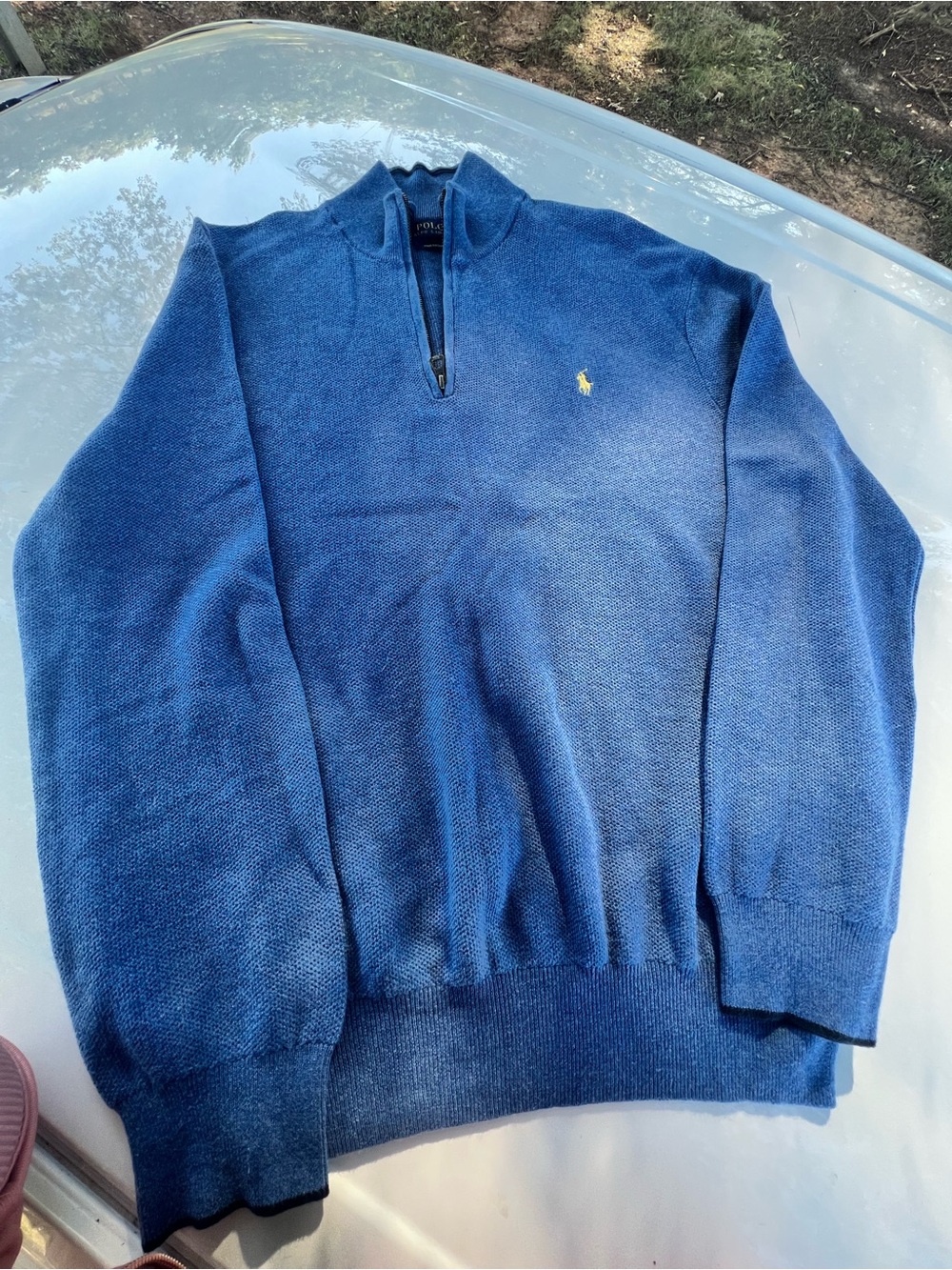 Ralph Lauren Men's Navy Blue Half-Zip Sweater with Pony Logo